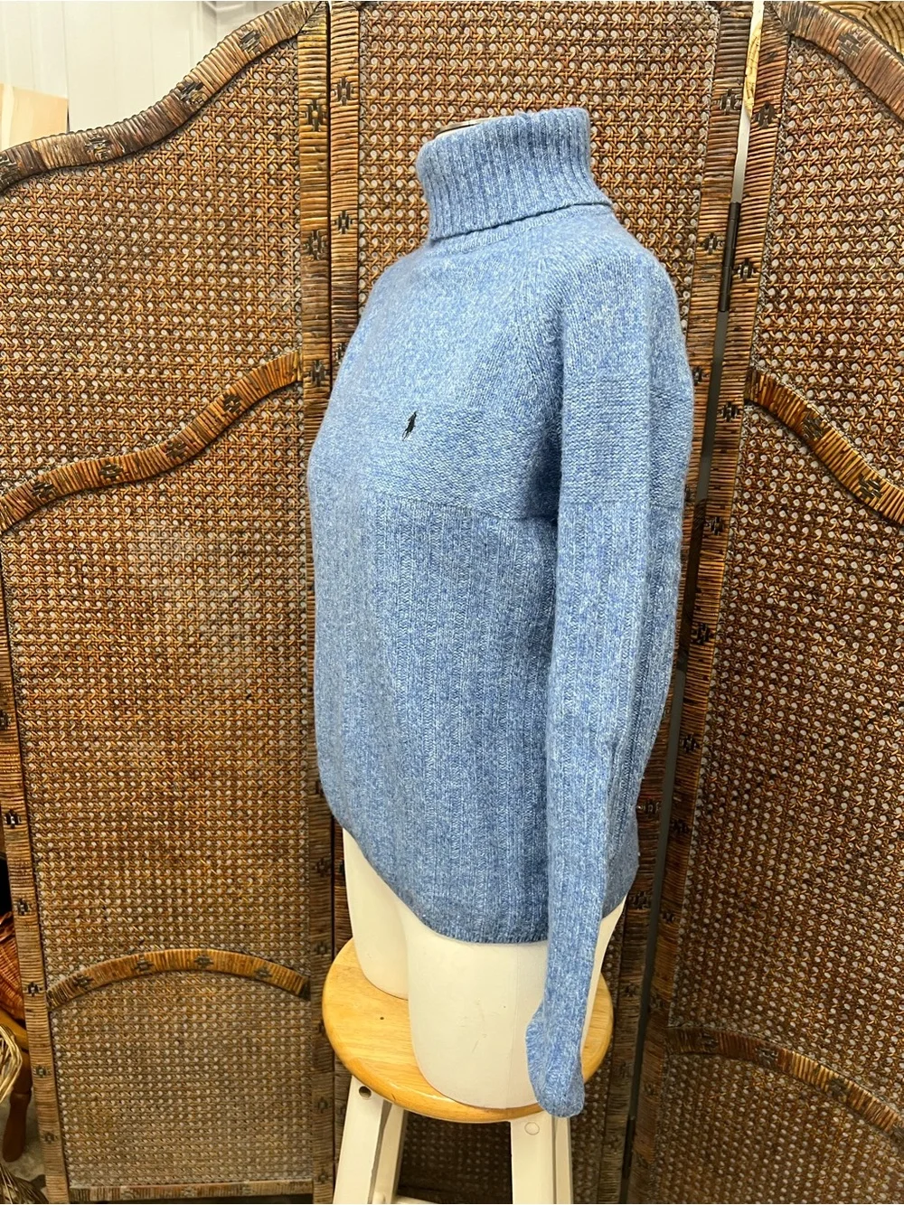 Ralph Lauren turtleneck wool sweater large blue